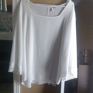 Plus Size Square Neck Crochet Trim Top